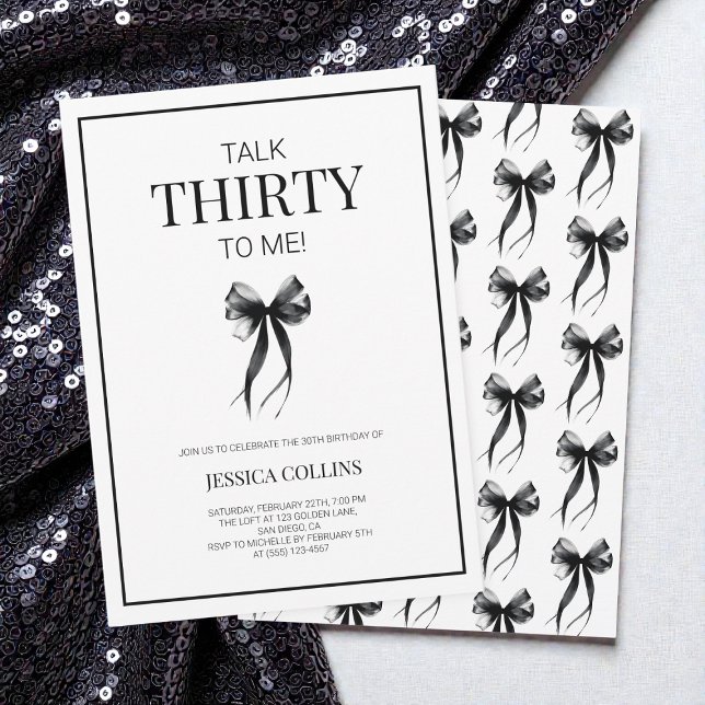 Convites Fale 30 para mim Black White 30 Festa de aniversár (Talk 30 to Me Black White Thirty Birthday Party Invitation)