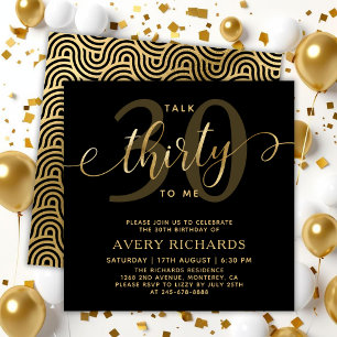 Convites Fale 30 Para Mim Dourado Script aniversário de 30
