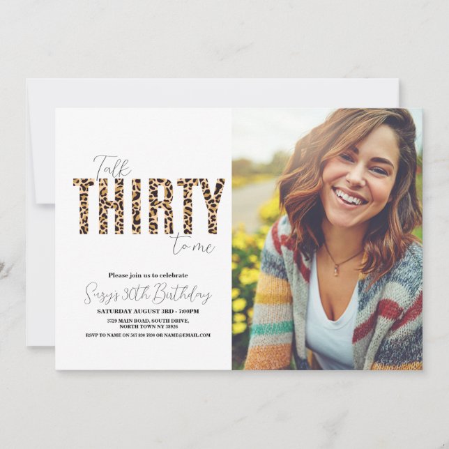 Convites Fale 30 para mim Foto de Leopard Mulheres Aniversá (Frente)