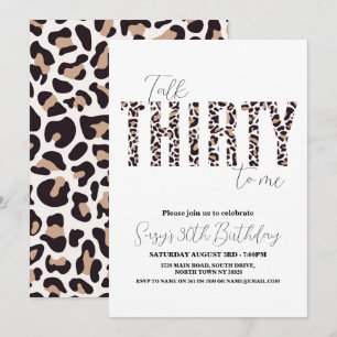 Convites Fale 30 para mim Snow Leopard Chic Women Aniversár