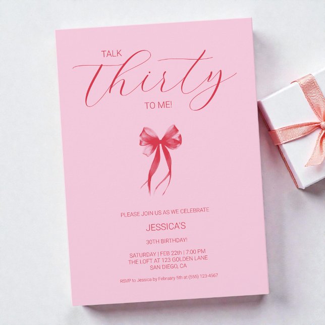 Convites Fale Comigo 30 Festa Elegante Rosa aniversário de  (Talk Thirty To Me Pink Elegant 30th Birthday Party Invitation)