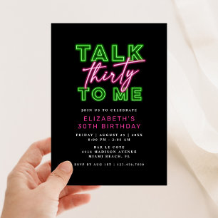 Convites Fale Trinta Comigo Dirty 30 Verde Neon e Rosa Aniv