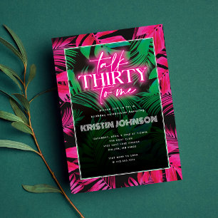Convites Fale Trinta Comigo Neon Rosa Tropical 30º Aniversá