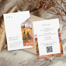 Convites Fall Autumn All em um Casamento de Código QR RSVP