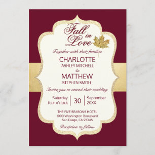 Convites Fall Autumn Burgundy CAIR Dourado NO CASAMENTO DE 