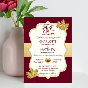 Convites Fall Autumn Burgundy CAIR Dourado NO CASAMENTO DE 