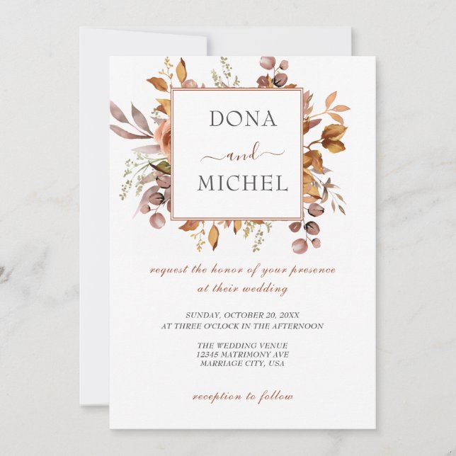 Convites Fall Autumn Deixa Casamento Russo de Boho (Frente)