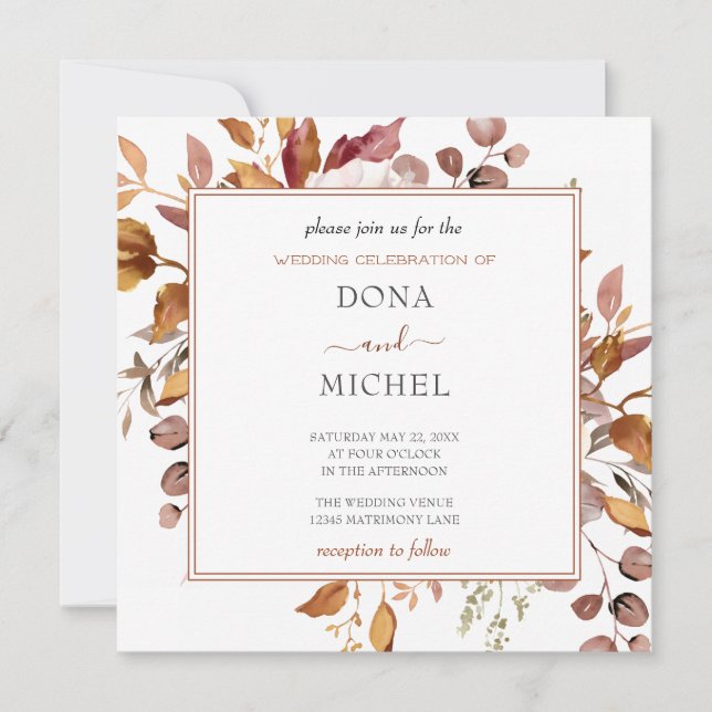 Convites Fall Autumn Deixa Casamento Russo de Boho (Frente)