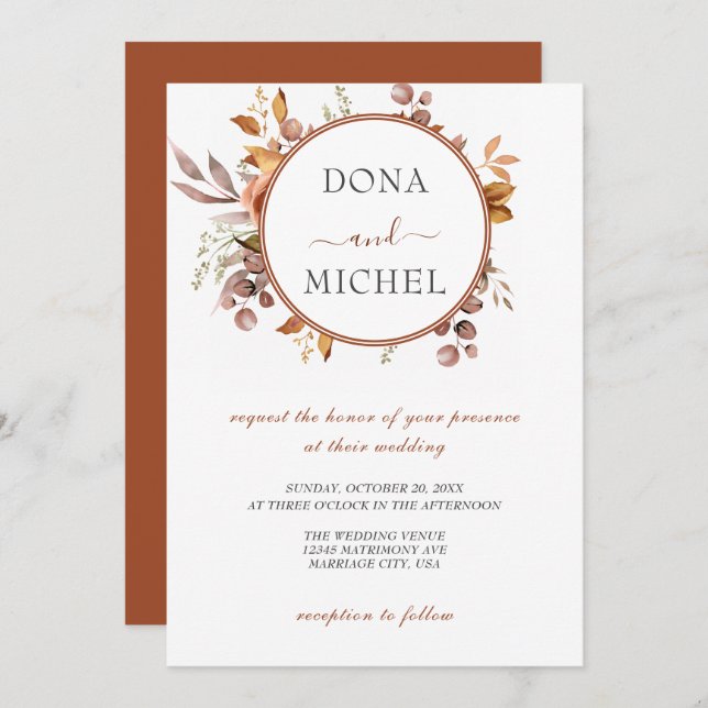 Convites Fall Autumn Deixa Casamento Russo de Boho (Frente/Verso)