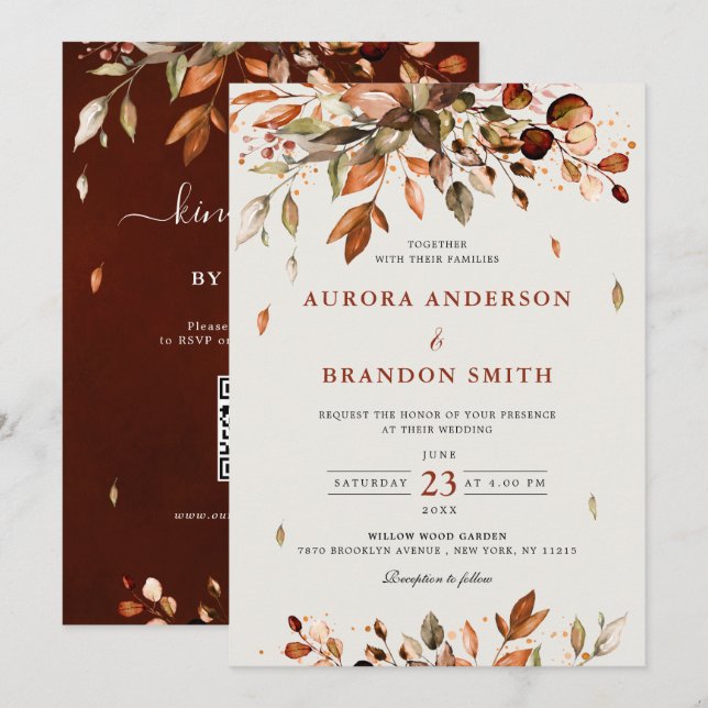 Convites Fall Autumn Deixa O País Russo Boho Casado Em (Frente/Verso)