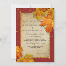 Convites Fall Autumn Falling Leaf Deixa Casamento Elegante