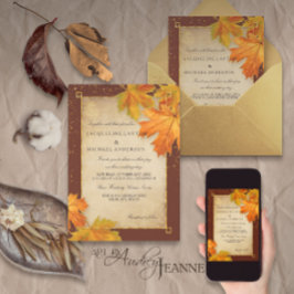 Convites Fall Autumn Falling Leaf Deixa Casamento Elegante