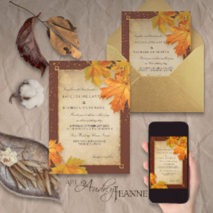 Convites Fall Autumn Falling Leaf Deixa Casamento Elegante