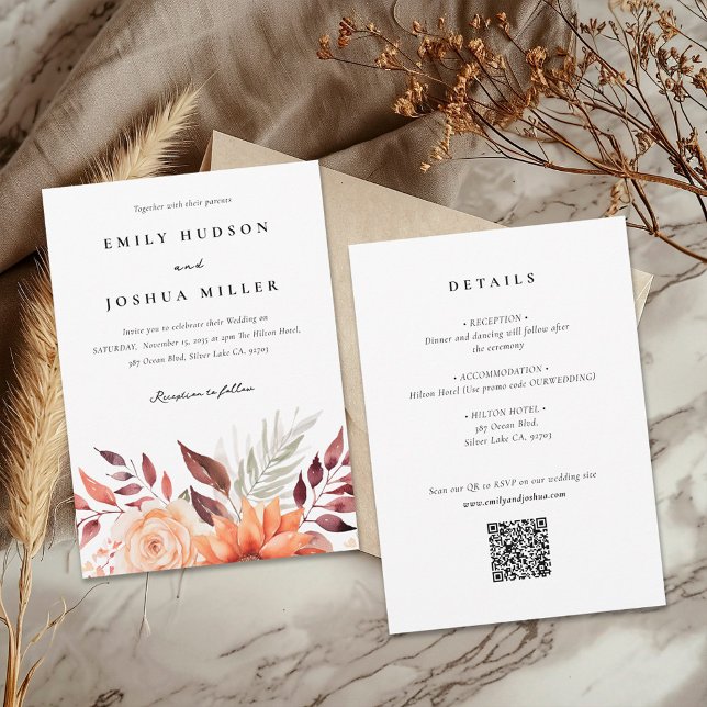 Convites Fall Autumn Floral Boho Tudo em Um Casamento (Criador carregado)