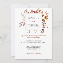 Convites Fall Autumn Leaves Rustic Country Boho Wedding