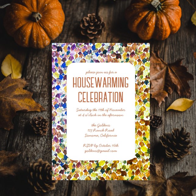 Convites Fall Autumn Sai da Festa Personalizada de HABITAÇÃ (Fall Autumn Leaves Chic Custom HOUSEWARMING PARTY Invitation
)