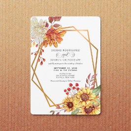 Convites Fall Autumn Sunflower Wedding Invitation
