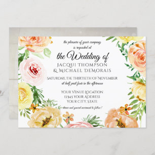 Convites Fall Autumn Watercolor Rosa Wreath