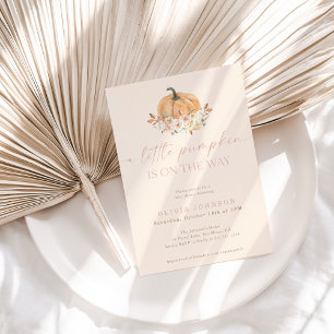 Convites Fall Baby Girl Chá de fraldas Pumpkin Rosa A Peq