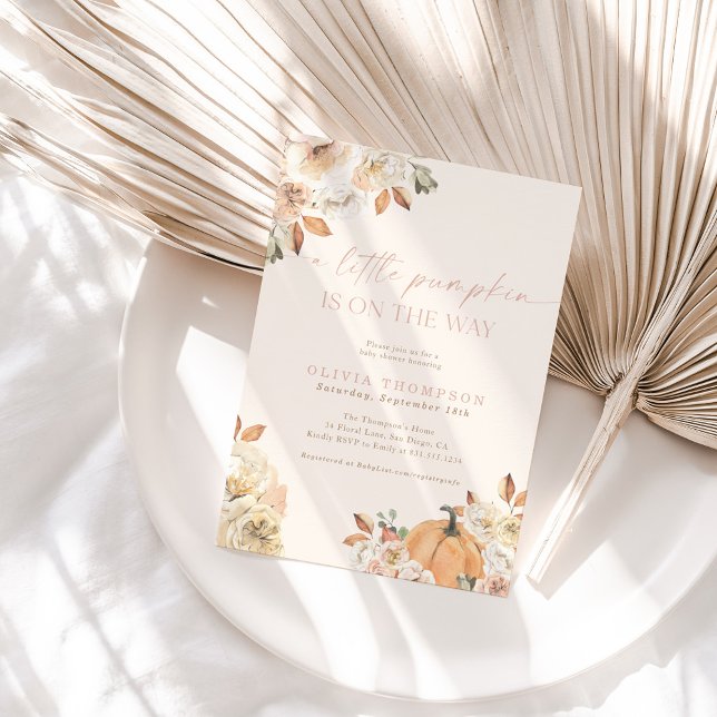 Convites Fall Baby Girl Chá de fraldas | Pumpkin Rosa A Peq (Criador carregado)