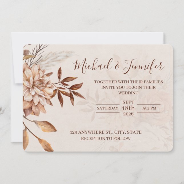 Convites Fall Beauty Wedding Invitations  (Frente)