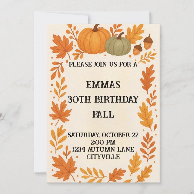 Convites Fall Birthday (Frente)