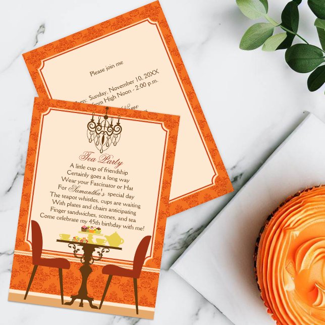 Convites Fall Birthday Tea Party (Celebrate an autumn birthday party by inviting guests with this elegant fall birthday invitation.)