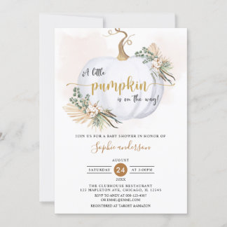 Convites Fall Boho Pampas Grass Little Pumpkin Chá de frald