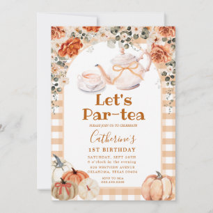 Convites Fall Boho Pumpkin Par tea Birthday Gingham