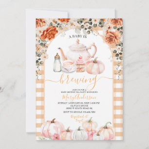 Convites Fall Breing Pink Floral Tea Party Chá de fraldas