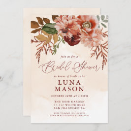 Convites Fall Burgundy e Terracotta Floral Bridal