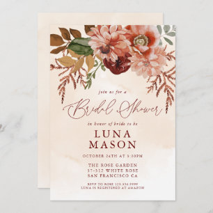 Convites Fall Burgundy e Terracotta Floral Bridal