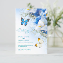 Convites Fall Butterfly Nature Blue Hydrangea Casamento