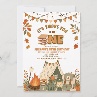 Convites Fall Campfire Camping Birthday Party