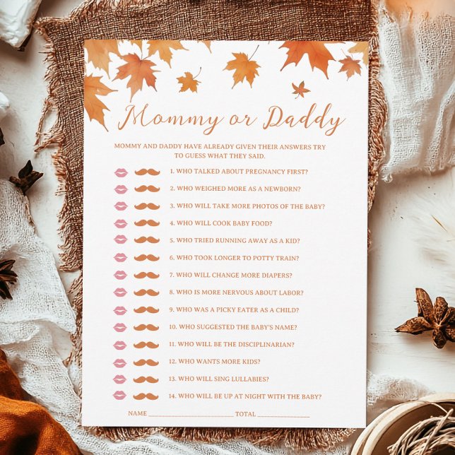 Convites Fall Chá de fraldas Adivinha Quem Joga (Criador carregado)