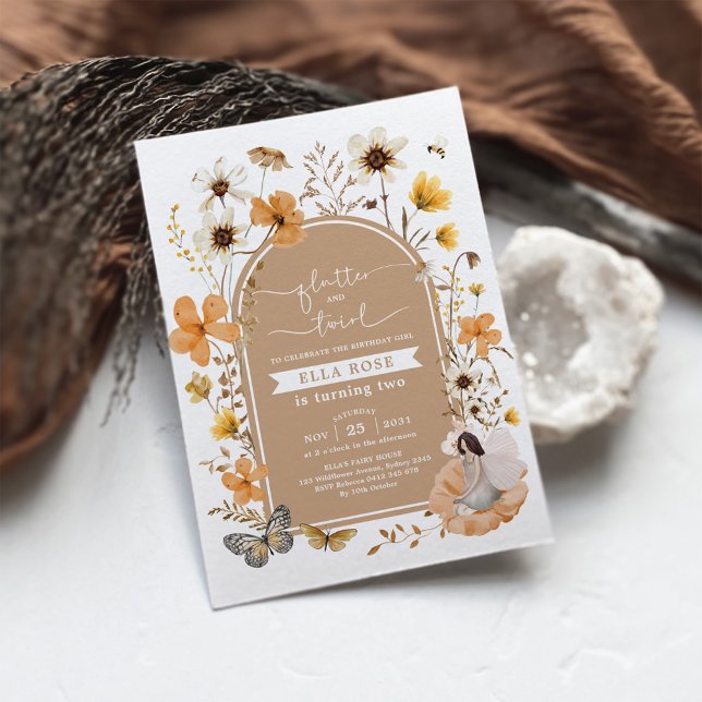 Convites Fall Fairy Boho Wildflower Festa de aniversário (Criador carregado)