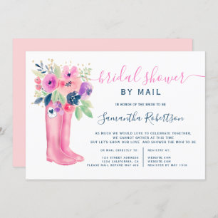 Convites Fall floral Botas aquarela chá de panela por email