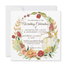 Fall Floral Burgundy White Pumpkin Wreath Casament