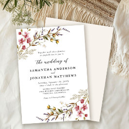 Convites Fall Floral Modern Wildflower Wedding