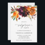 Convites Fall Floral Orange Burgundy Surpresa Aniversário<br><div class="desc">Um convite de aniversário para surpresa, russo, feito pelo boho floral, com um buquê floral pintado de aquarela com tons quentes e úmidos de laranja queimada, terracota e burgundy profunda junto com um pouco de verde. Este convite elegante com os ricos tons do outono é excelente para a festa de...</div>