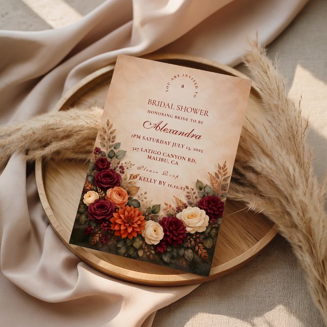 Convites Fall Floral Romance Bridal Shower (Criador carregado)
