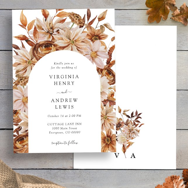 Convites Fall Floral Wedding (Rustic Terracotta Fall Floral Wedding Invitation by Painted Paperie
)