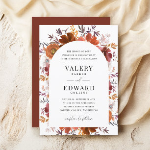 Convites Fall Floral Wedding Elegant Boho