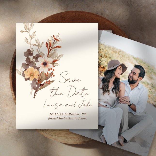 Convites Fall Florals Save the Date Photo (Criador carregado)