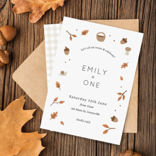 Convites Fall Folhas Autumn Woodland Gingham Invite