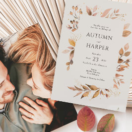 Convites Fall Foliage 'Falling in Love' Foto de Casamento