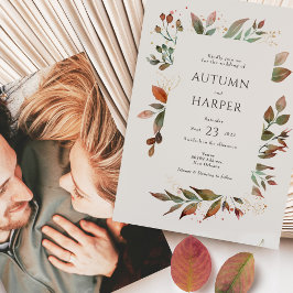 Convites Fall Foliage 'Falling in Love' Foto de Casamento
