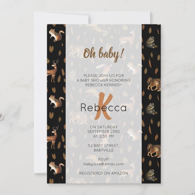 Convites Fall Forest Animal Autumn Deixa Chá de fraldas (Frente)