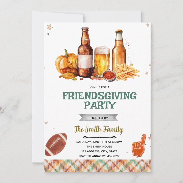 Convites Fall Friends Food and Football invitation (Frente)