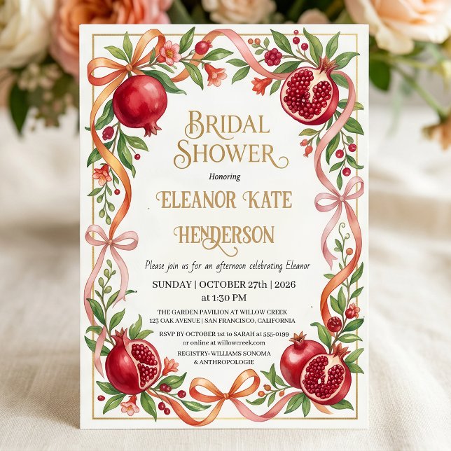 Convites Fall Garden Pomegranate Bridal Shower (Criador carregado)